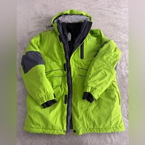 Atlas Ocean Voyages Mens Parka Jacket Sz Med Neon Green w/ Hood & Removable Vest